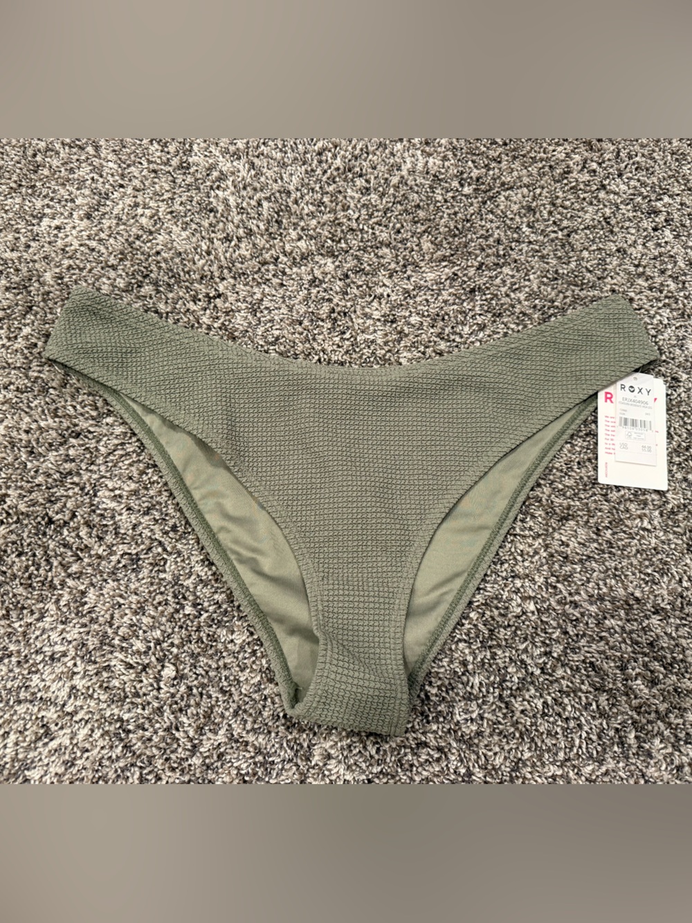 Roxy Essaouira Moderate High Leg Bikini Bottom Olive Green XL NWT Swim Bottom